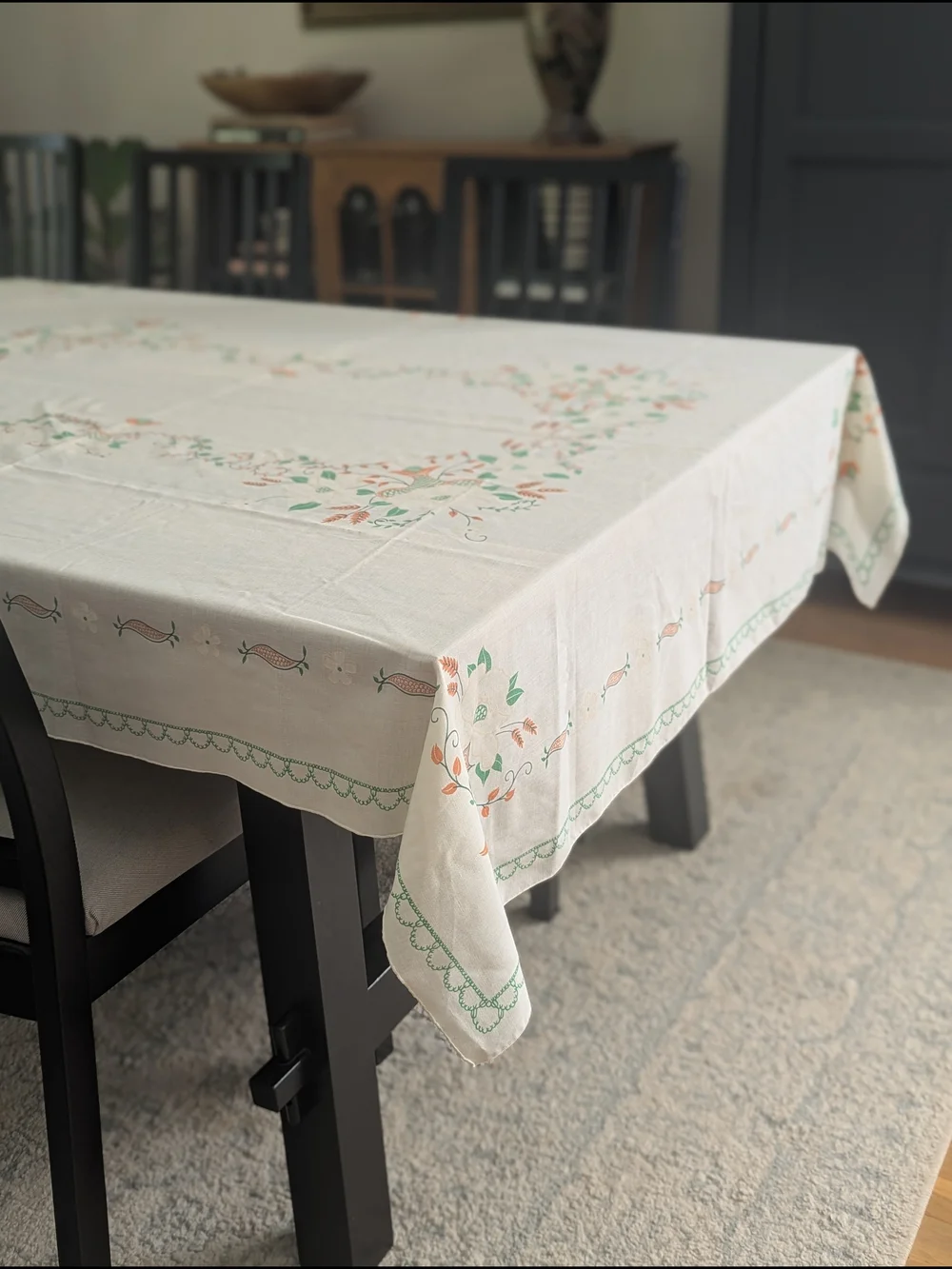 Printed Floral Linen Tablecloth – Southern Cottage, 70